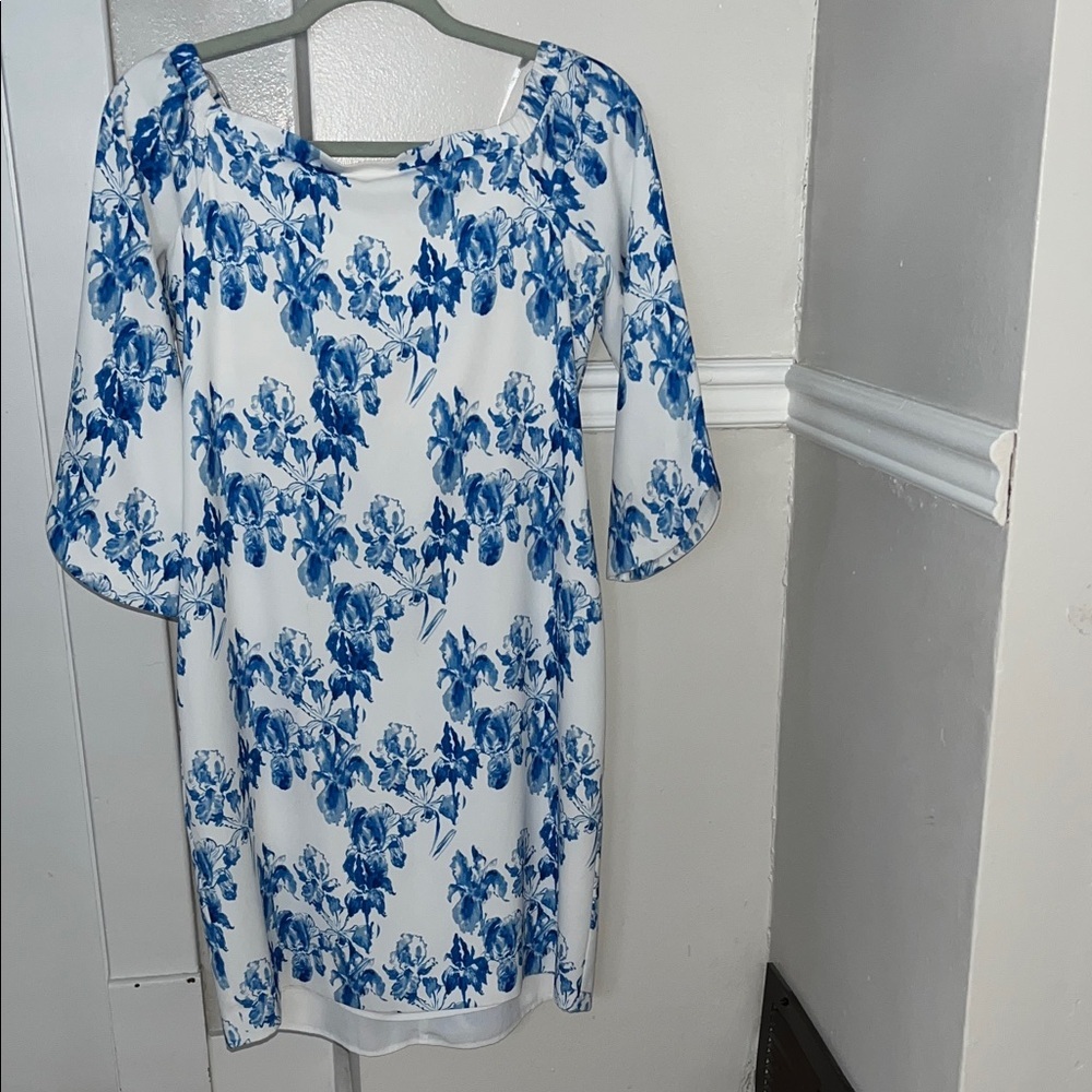 Ost White and Blue Floral Women's Tunic